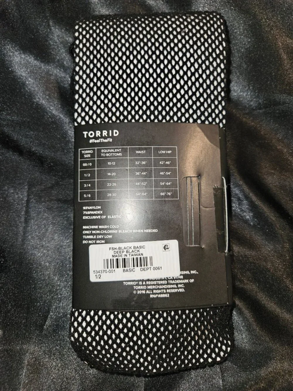 Torrid Fish Net Black Basic Deep Black Tights Women Size 1/2 -US 14-20